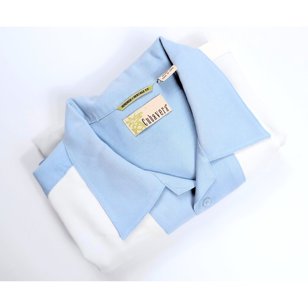 Cubavera Herencia Heritage Fit‎ Blue White Color Block Shirt Men's Size XL - Picture 3 of 5